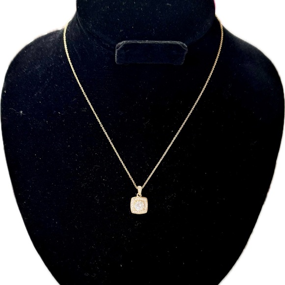 NADRI- Yellow- Gold Chain CZ Square Pendant - Picture 3 of 8